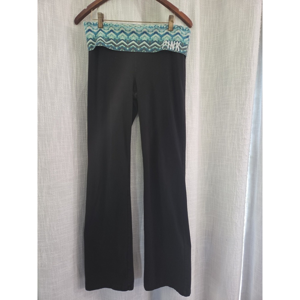 Victoria's Secret PINK Foldover Y2K Flared Yoga Pants Size Medium Black